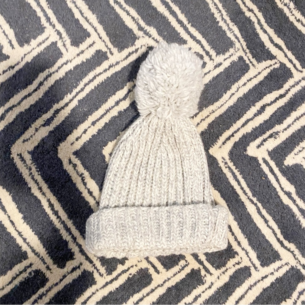 BDG Soft White Knit Pom-Pom Beanie